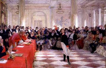 И. Е. Репин. Пушкин на лицейском экзамене в Царском Селе 8 января 1815 года