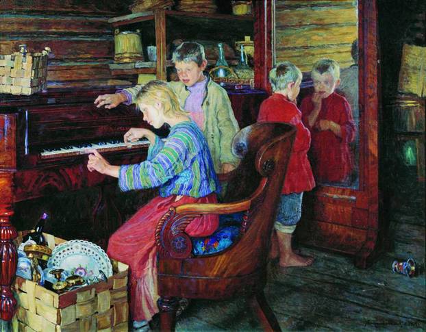Картина Николая Богданова-Бельского «Дети за пианино».